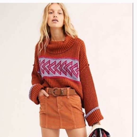 Free people greater than sweater blue orange size‎ XS 🤎 - Picture 1 of 12
